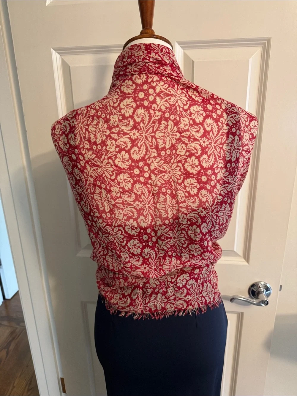 Lightweight Red Printed Scarf Wrap